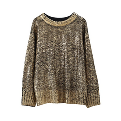 Metallic Ribbed Edges Sweater
