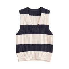 Stripes Cropped Knitted Vest