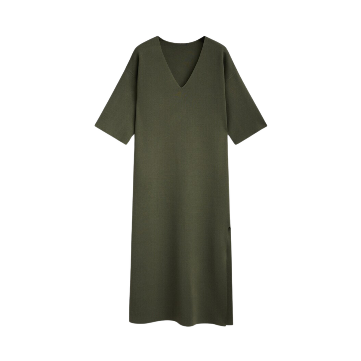 V-Neck Mid-Calf Dress