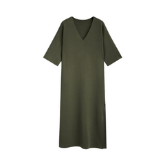 V-Neck Mid-Calf Dress
