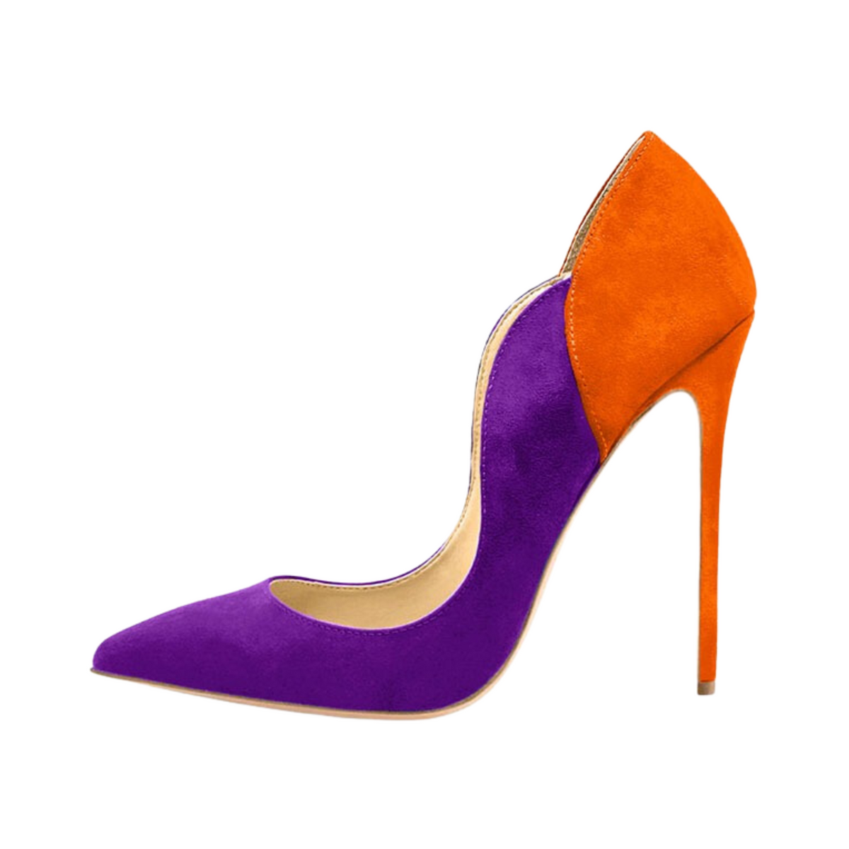 Contoured High Heels Suede Pumps