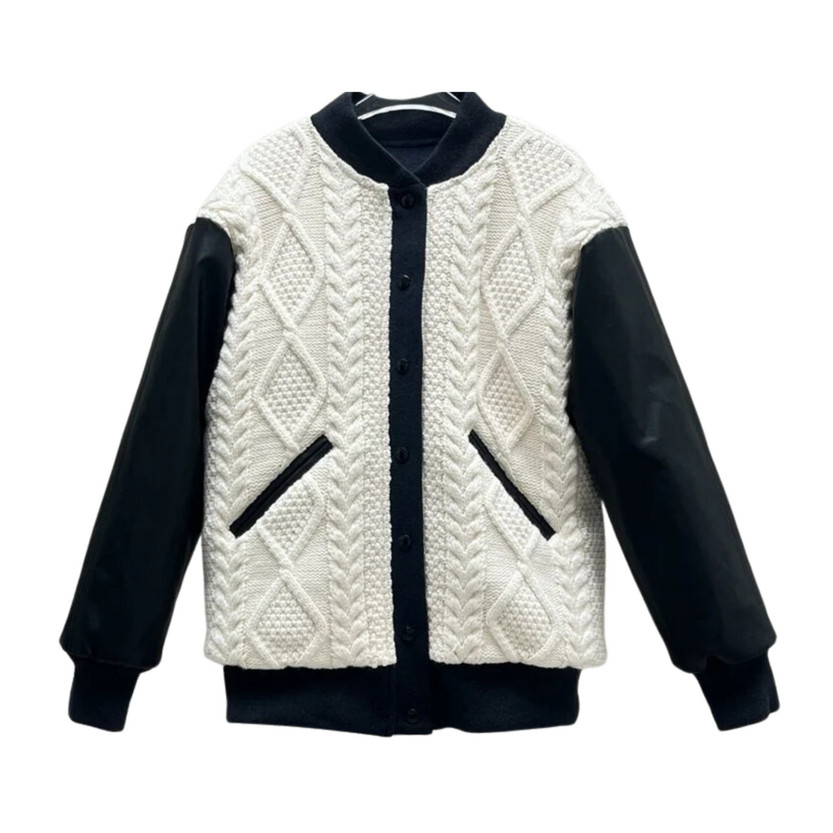 Contrast Spliced Knitted Wool Jacket