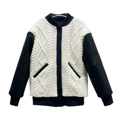 Contrast Spliced Knitted Wool Jacket