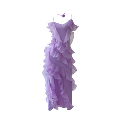 Asymmetric Ruffles Organza Midi Dress