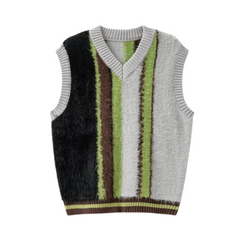 Stripes Faux Fur Waistcoat Vest