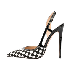 Checkerboard Pointed High Stiletto