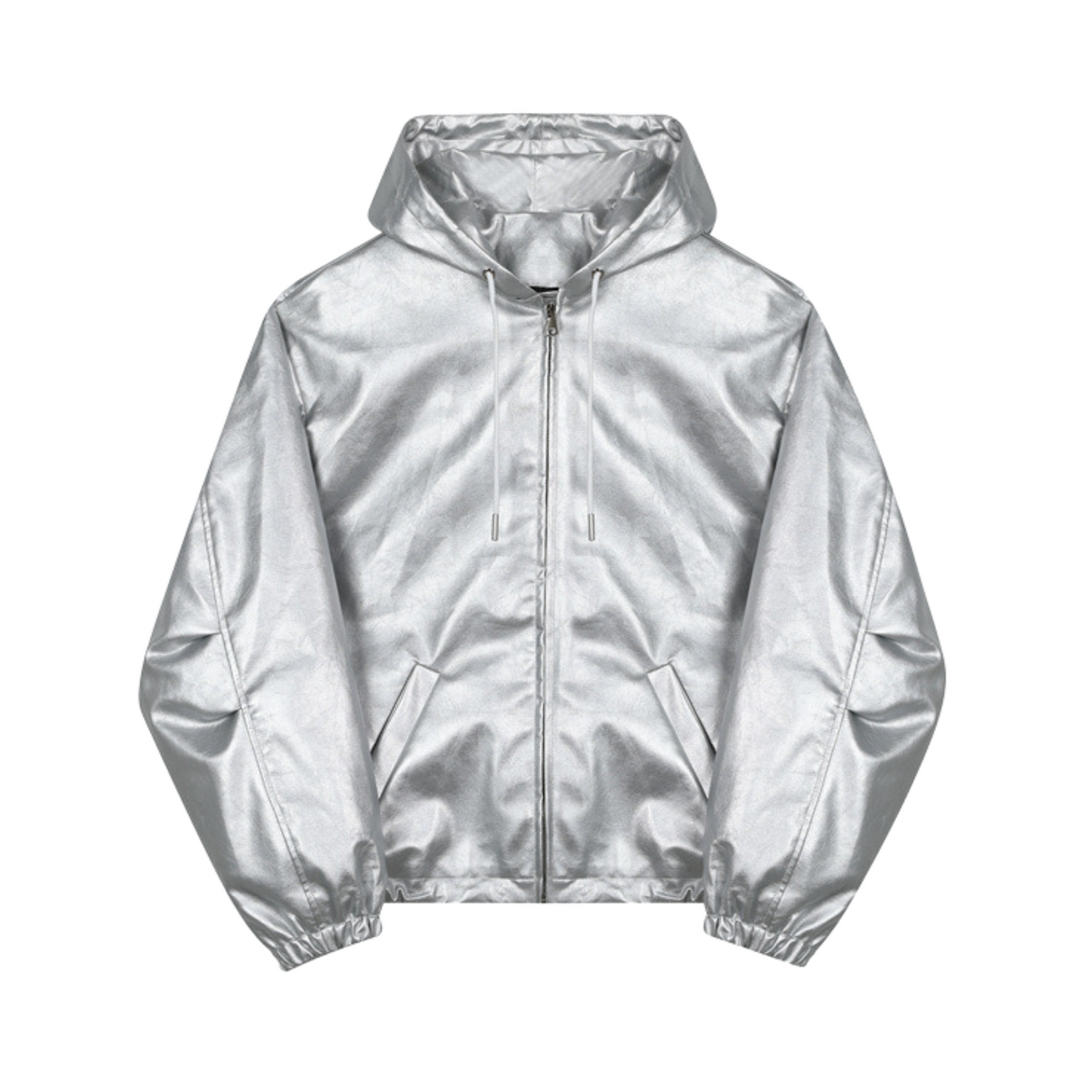Silver Hooded Zip-Up Jacket
