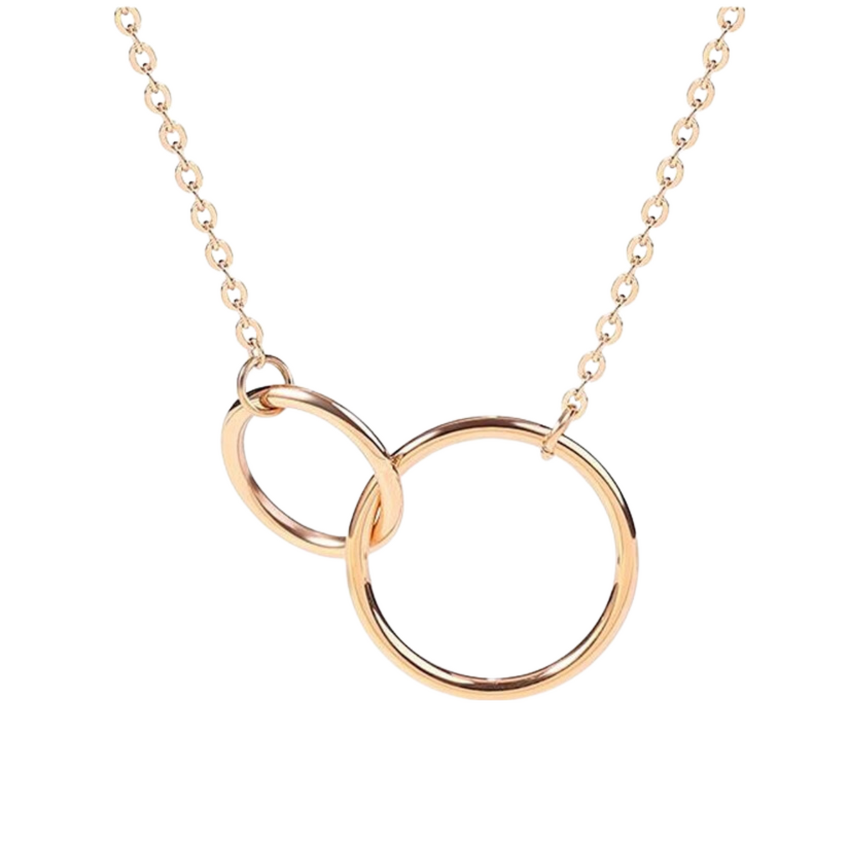 Double Ring Plated Silver Necklace