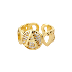 Alphabet Gold Plated Resizable Ring