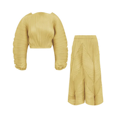 Pleated Short Top+ Pants Set