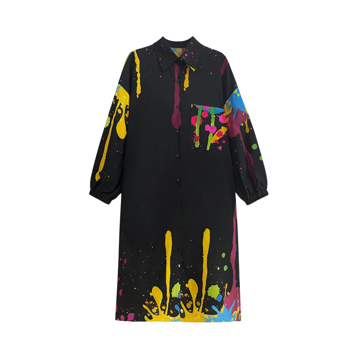 Paint Drips Print Midi Dress