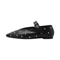 Studded Leather Mary Jane Flats
