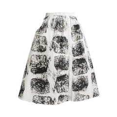 Contrast Block Print Mid-Calf Skirt