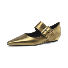 Square Toe Buckle Strap Shoes