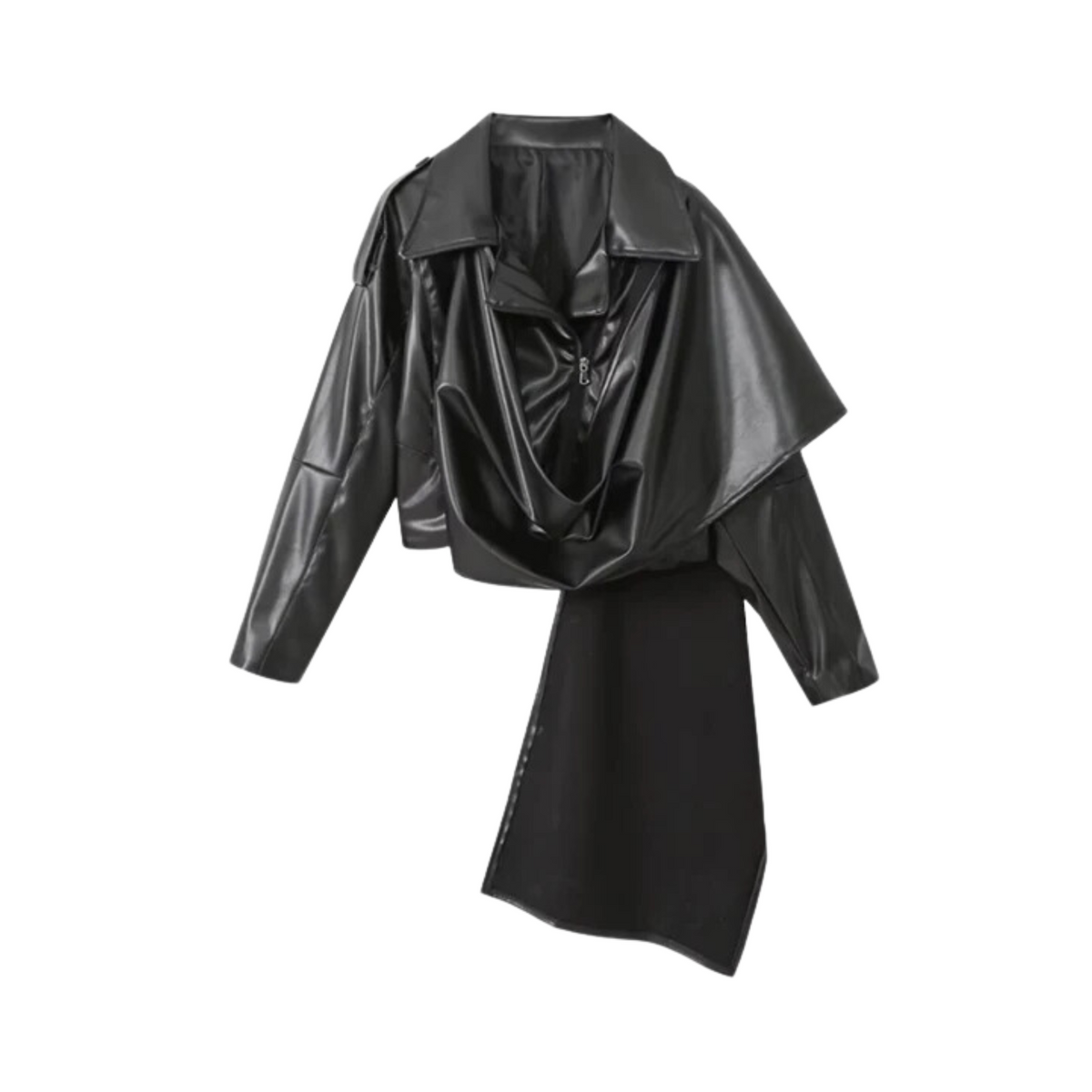 Asymmetrical Faux Leather Scarf Jacket