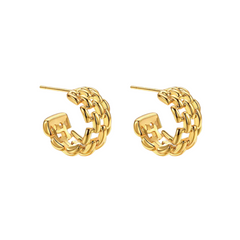 Chain C-Hoop Gold Plated Earrings