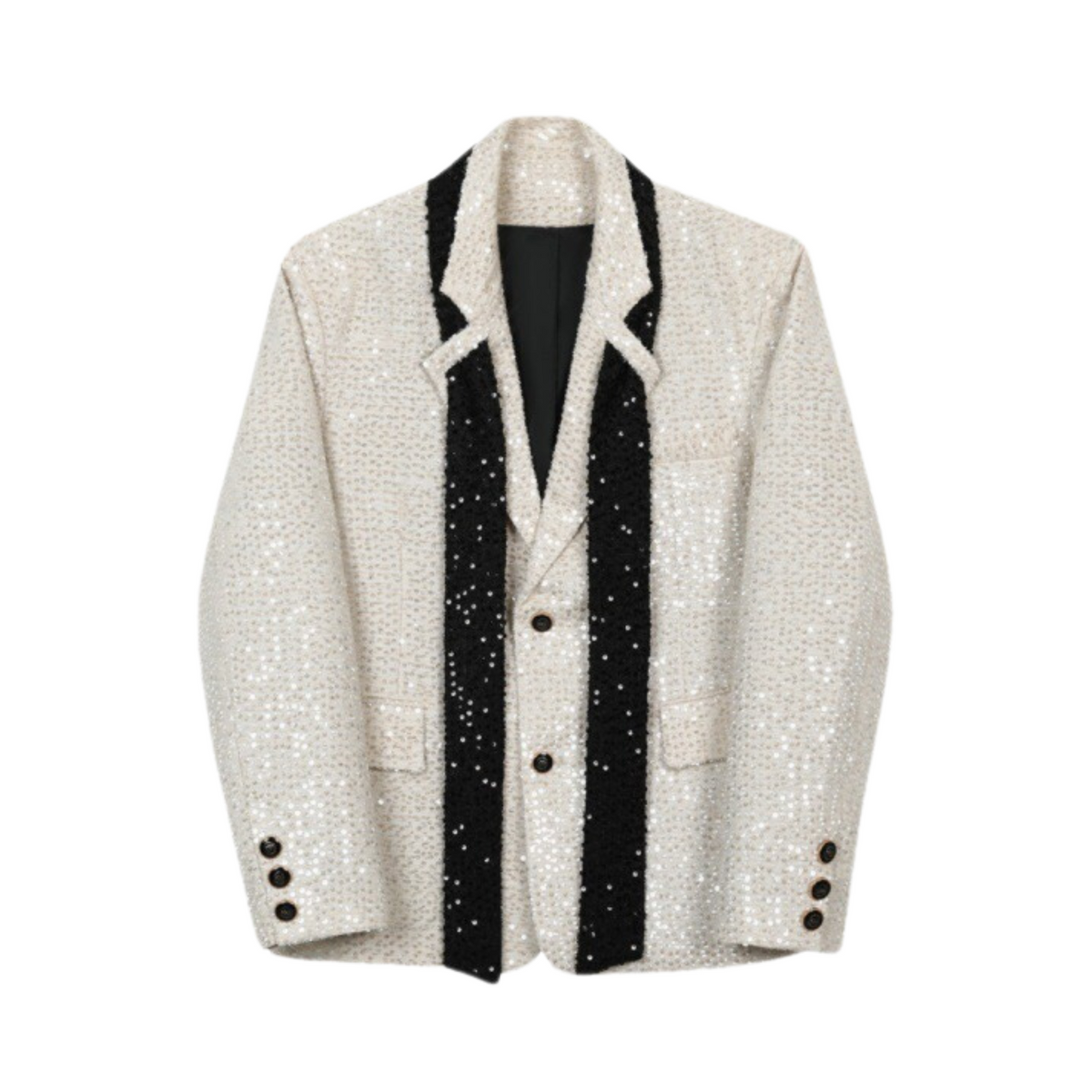 Glitzy Sequined Sash Lapel Blazer