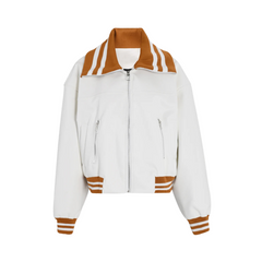 Striped Edges Faux Leather Jacket
