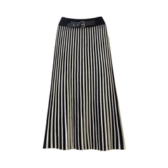 Contrast Stripes Midi Knit Skirt