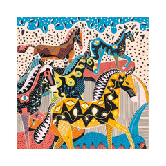 Abstract Colored Horses Scarf