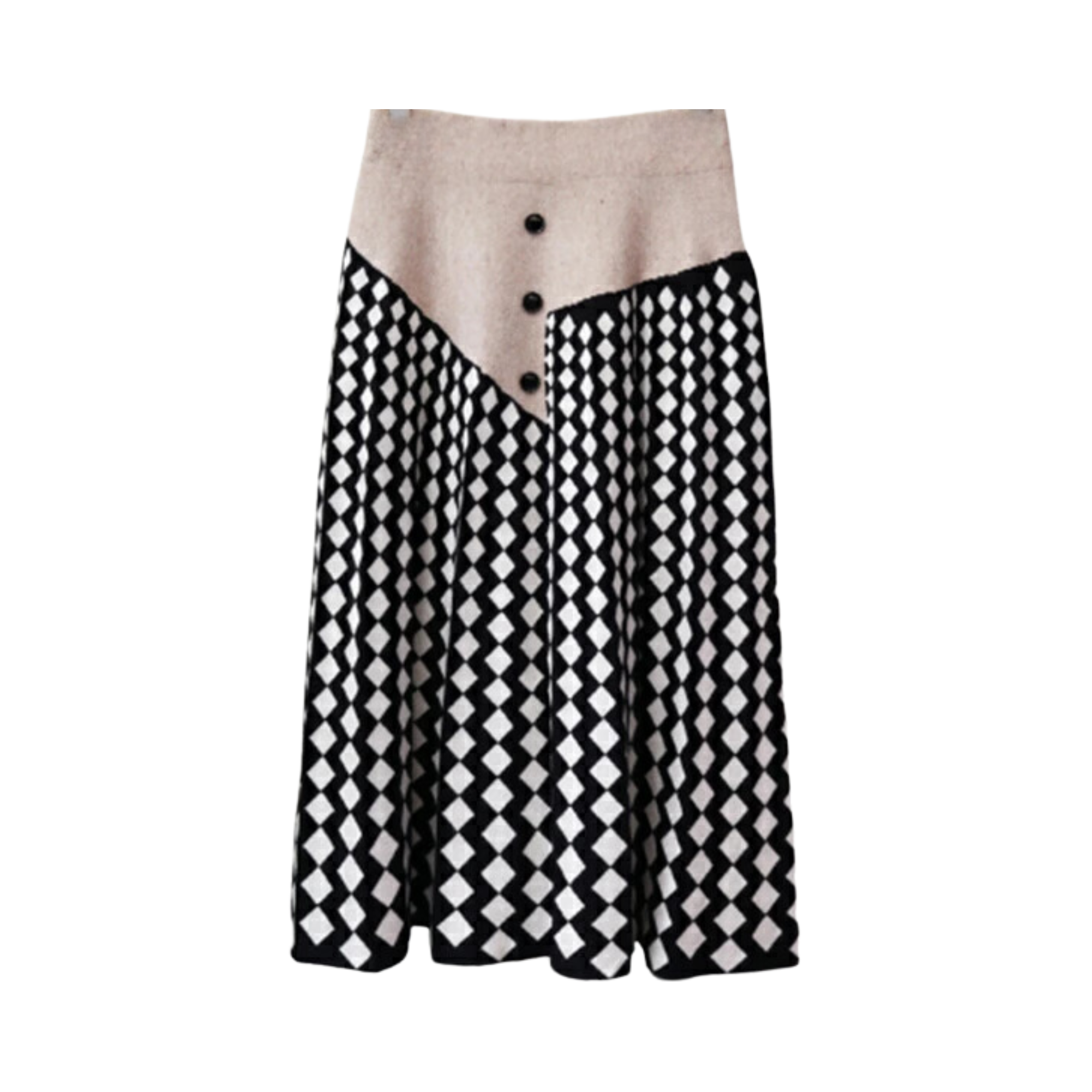 Diamond Stripes Spliced Knit Skirt