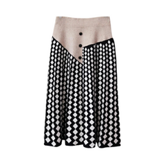 Diamond Stripes Spliced Knit Skirt