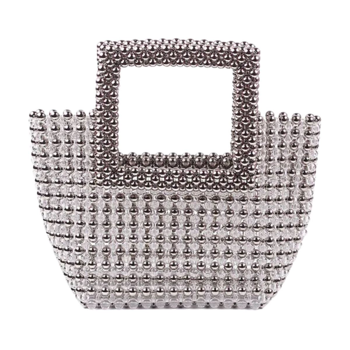 Silver Beads Top-Handle Handbag