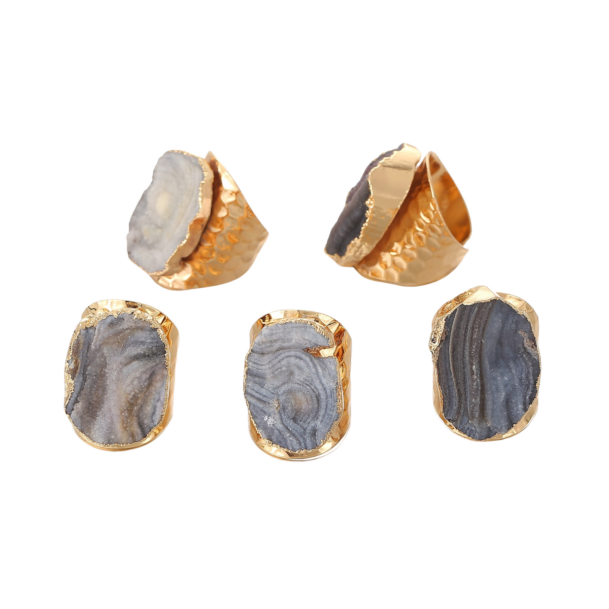 Natural Agate Gold-Plated Ring