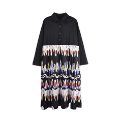 Multicolor Waves Loose Shirt Dress