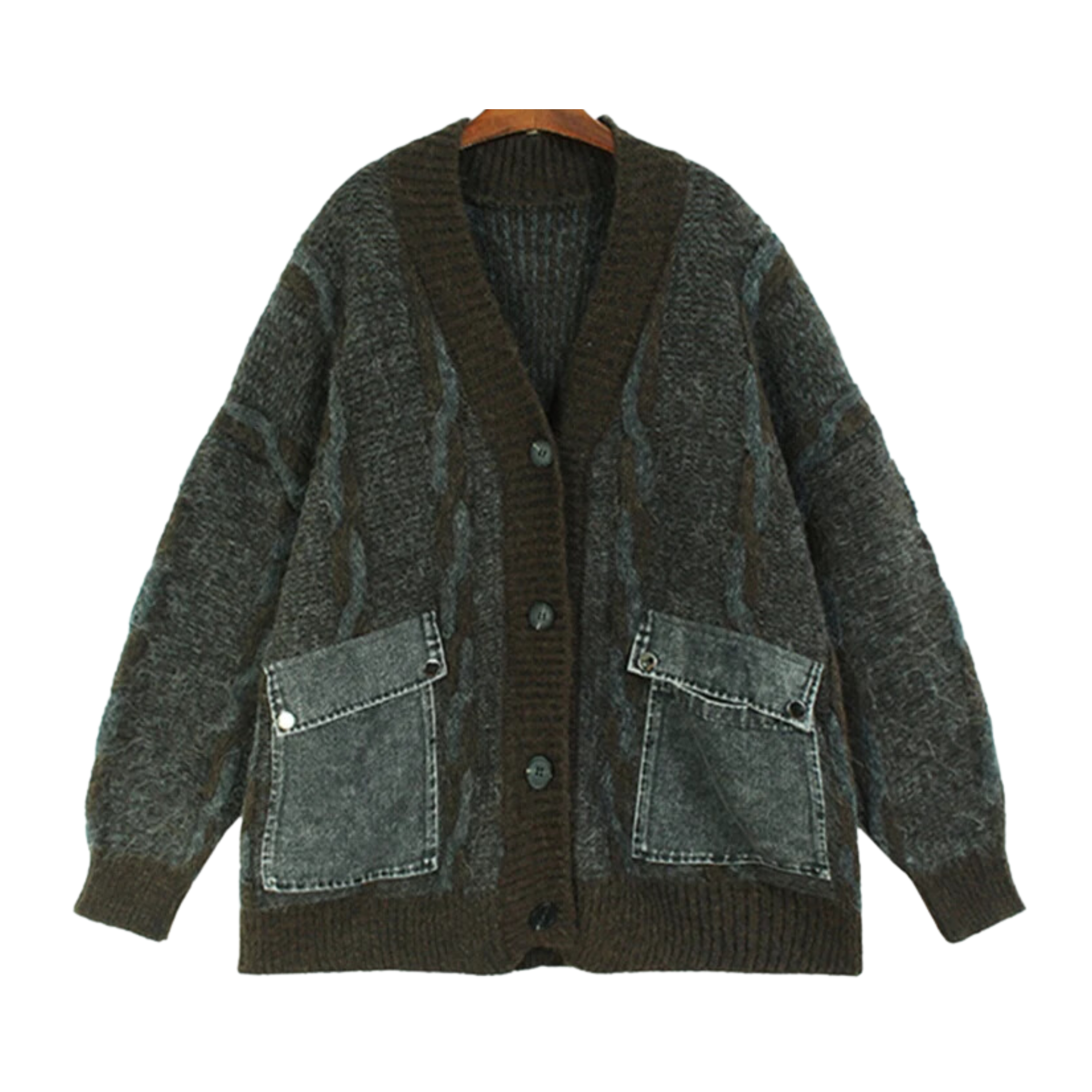 Denim Pocket Knitted Cardigan