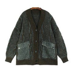 Denim Pocket Knitted Cardigan
