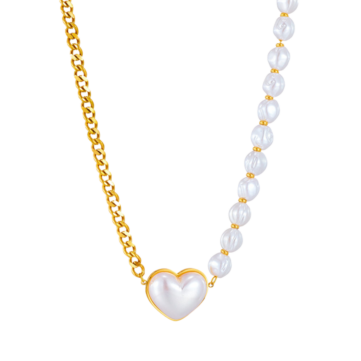 White Heart Bead Chain Necklace