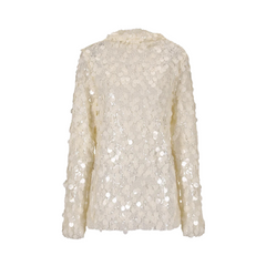 Sequin Embellished Stand Collar Top