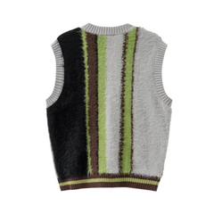 Stripes Faux Fur Waistcoat Vest