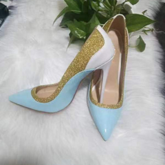 Glitter Trimmed Sky Blue Stilettos