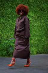 Zip-Up Jacket+Drawstring Skirt Set