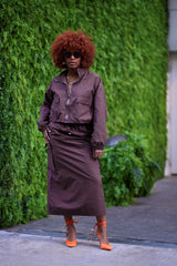 Zip-Up Jacket+Drawstring Skirt Set