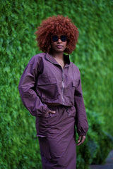 Zip-Up Jacket+Drawstring Skirt Set