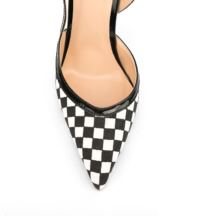 Checkerboard Pointed High Stiletto