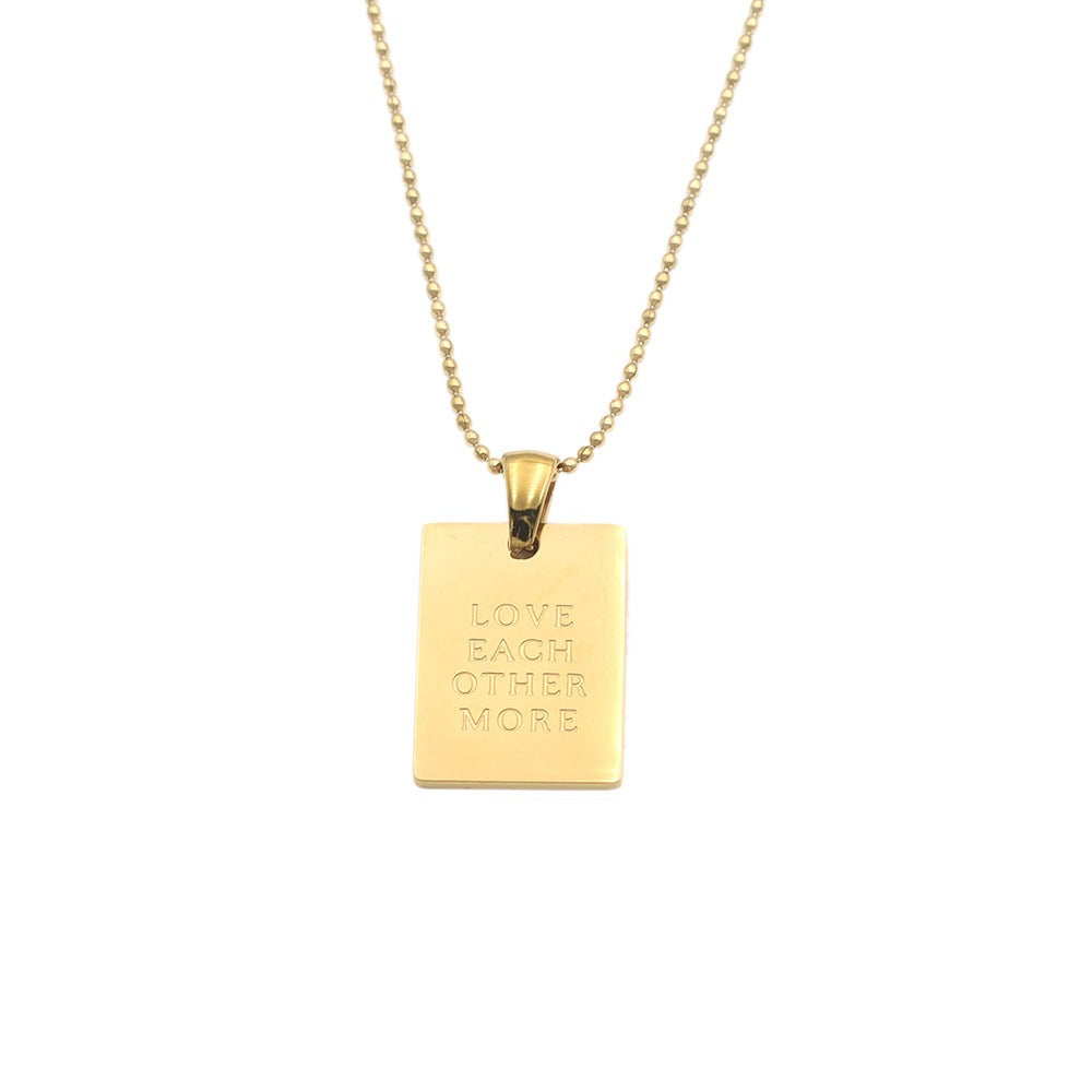 Square Engraved Pendant Necklace