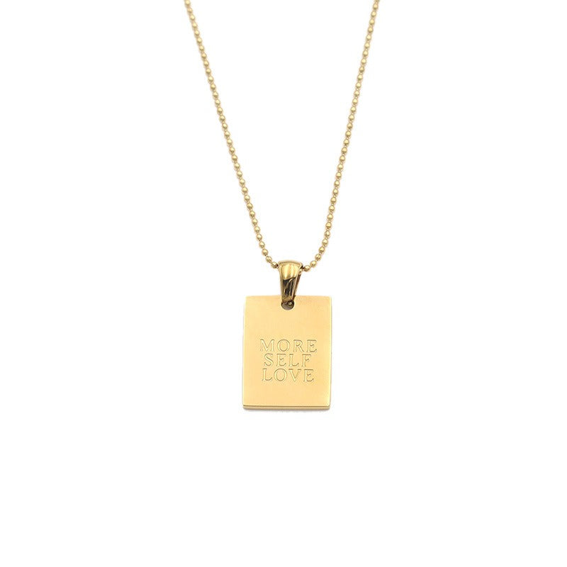 Square Engraved Pendant Necklace