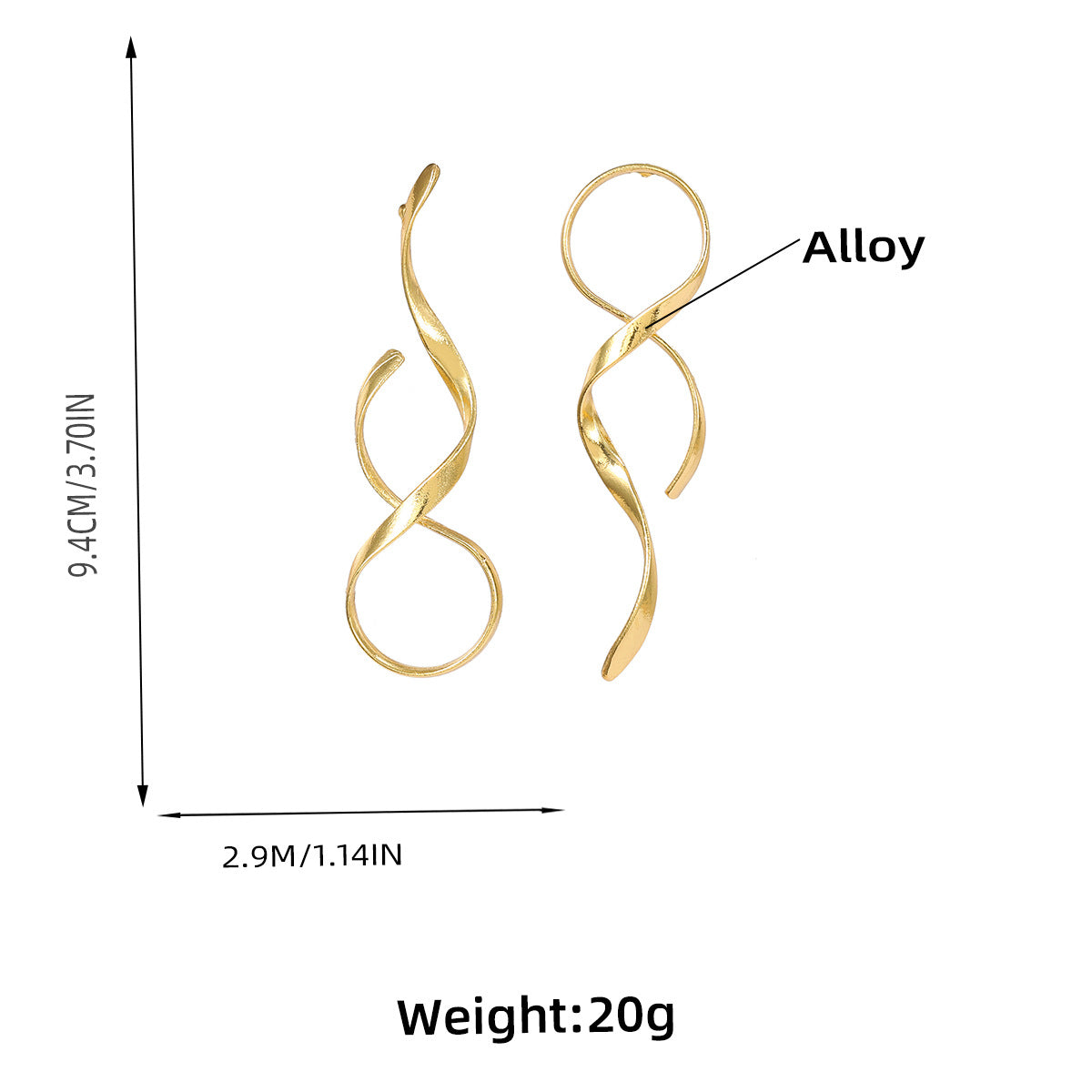 Alloy Curved Lines Exaggerated Earrings