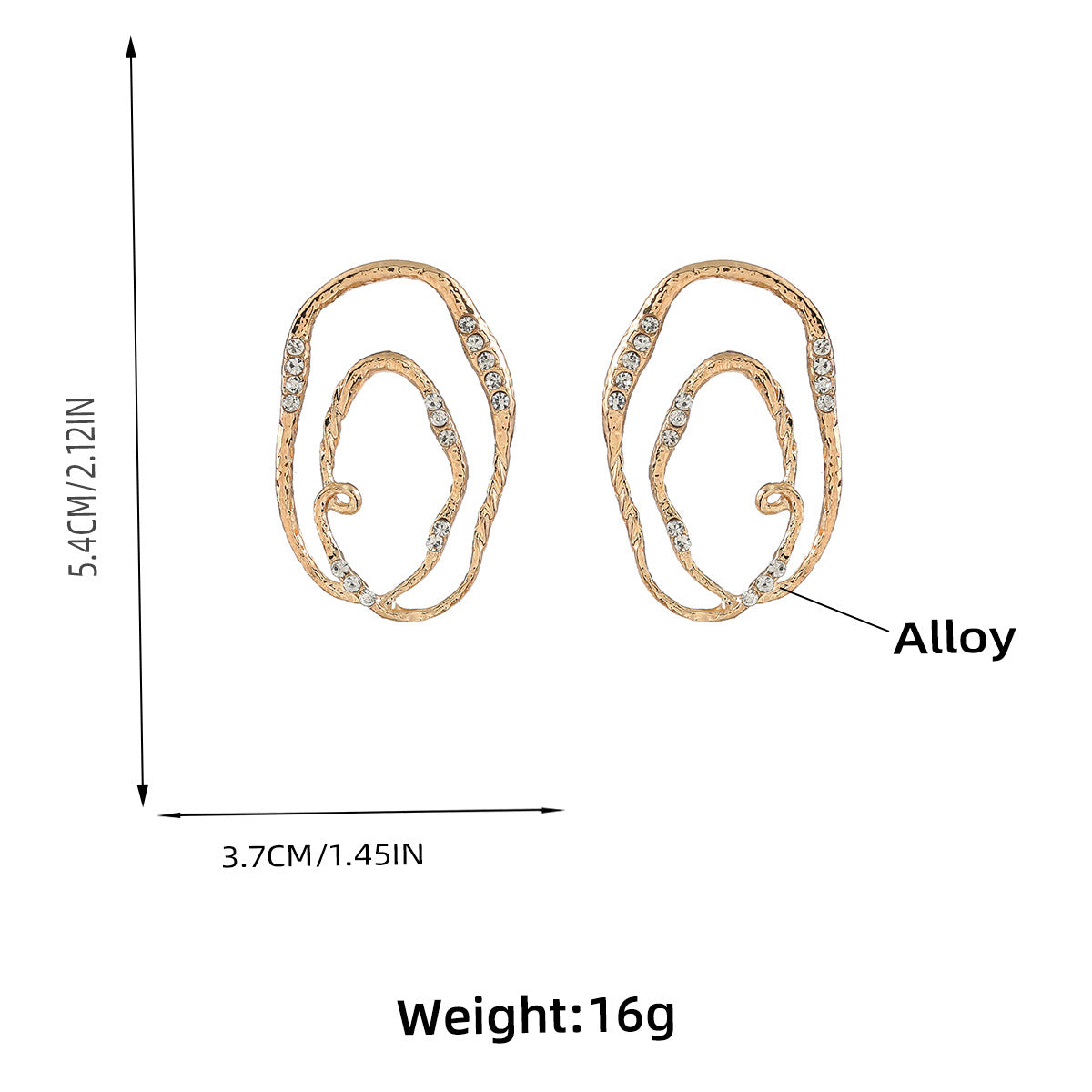 Alloy Multi-Layer Elliptical Exaggerated Earrings