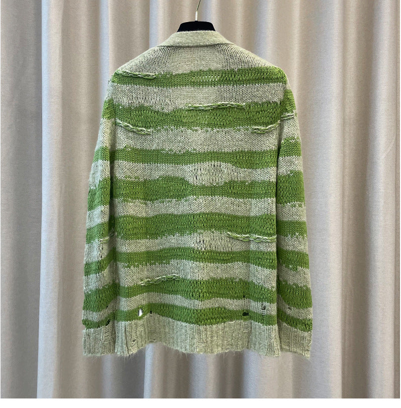 Distressed Mohair Knitted Cardigan