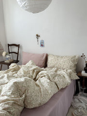 fall bedroom aesthetic INS Vintage Floral Cotton Cotton Bedding Four-Piece Bed Sheet Quilt Cover Quilt Cover Bed Cover Three-Piece Set