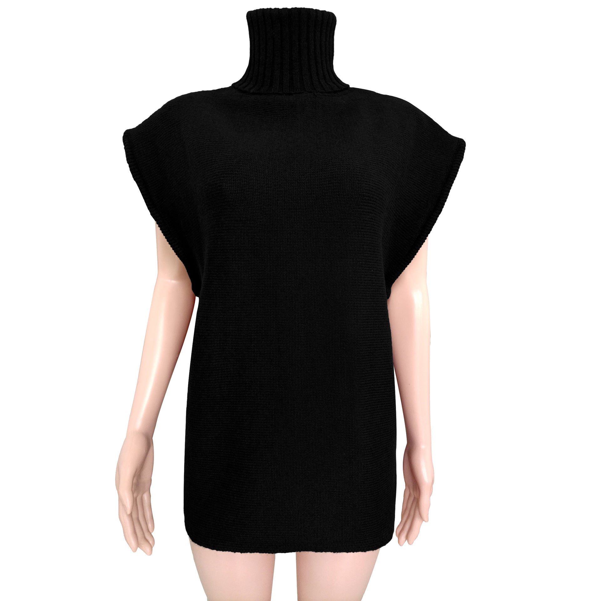Turtleneck Sleeveless Knitted Sweater