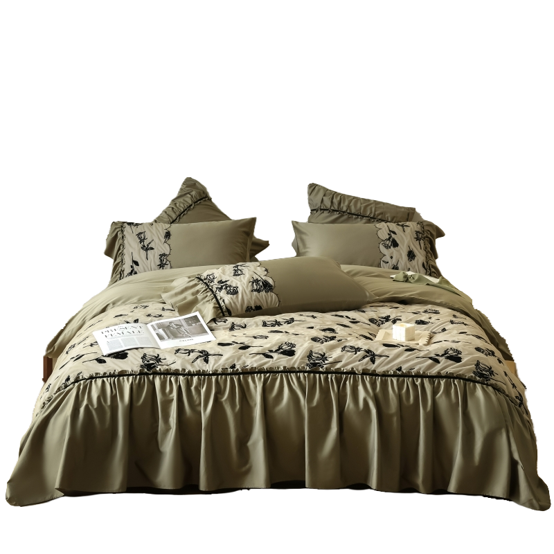 French retro 180-count pure cotton long-staple cotton four-piece bedding set princess quilt cover bed sheet light luxury