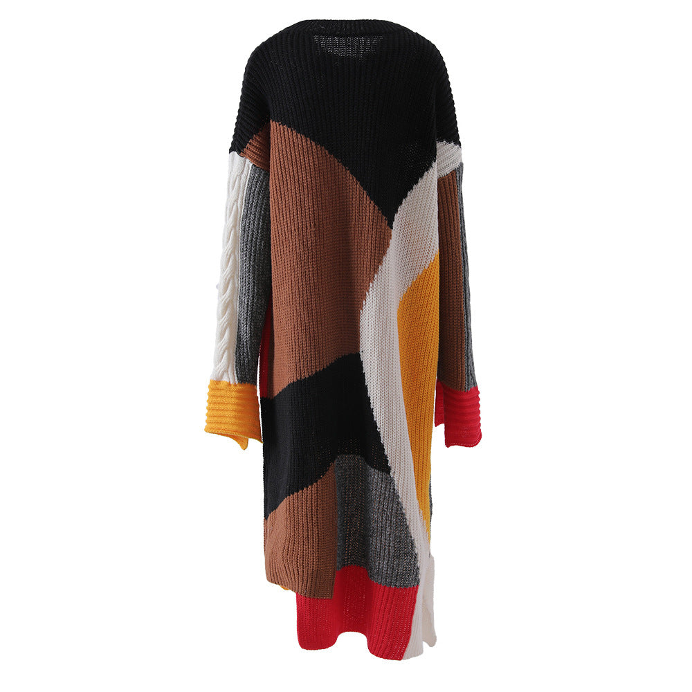 Color Block Splicing Knitted Dress