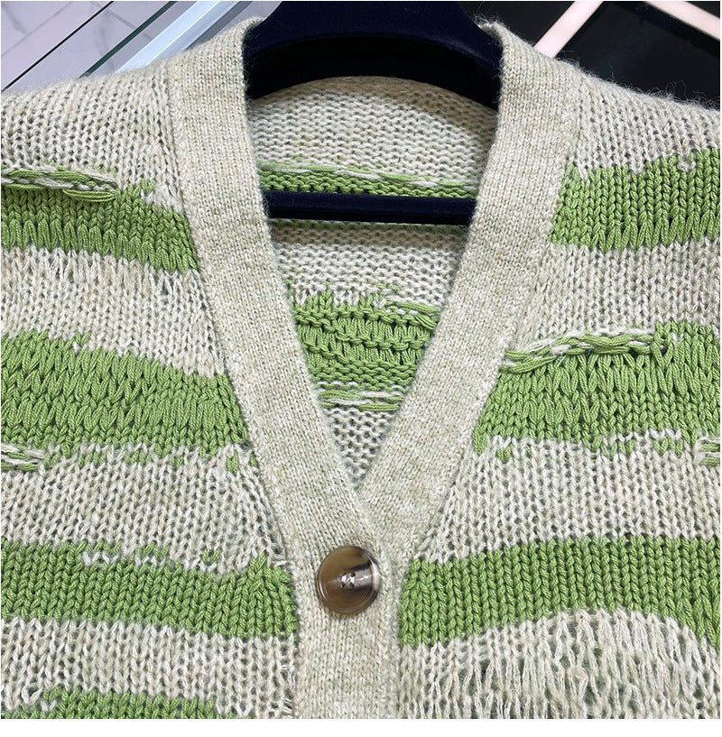 Distressed Mohair Knitted Cardigan