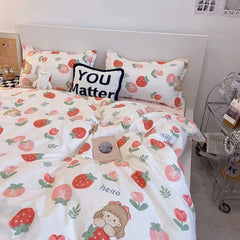 Tulips Duvet Cover Set with Flat Sheet Pillowcases Fashion Twin Double Queen Size Bed Linen Soft Boys Girls Bedding Kit